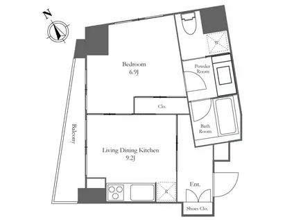 ライオンズフォーシア白金高輪(1LDK/8階)の間取り写真