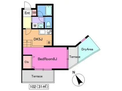 エスペランサ高井戸(1DK/1階)の間取り写真