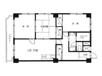 末吉ハイツ(3LDK/5階)の間取り写真