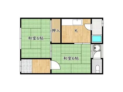 ピュアホーム常磐町(2K/2階)の間取り写真