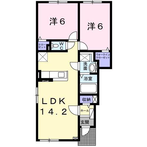 ラ・ローブ(2LDK/1階)の間取り写真