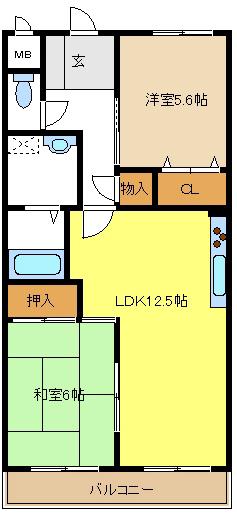 アピテ池場(2LDK/3階)の間取り写真