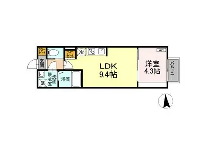 ジオ黒松(1LDK/1階)の間取り写真