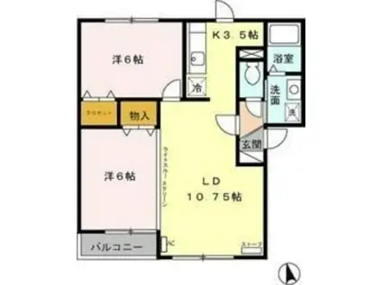 フォルスD(2LDK/2階)の間取り写真