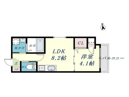 F ASESIA CITRINE(1LDK/1階)の間取り写真