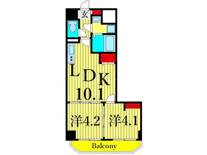 アーバパーク入谷(2LDK/9階)の間取り写真