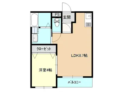 フィオーレ俵(1LDK/1階)の間取り写真