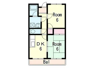 アゼリア古高(2DK/3階)の間取り写真