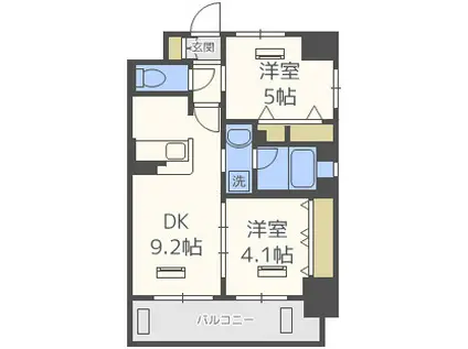 エステムコート阿波座プレミアム(2DK/8階)の間取り写真