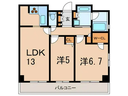 コンフォリア田町(2LDK/11階)の間取り写真