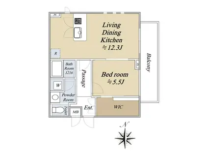 LE PERCHOIR白壁(1LDK/3階)の間取り写真