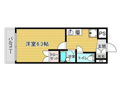 マンション花房(1K/9階)の間取り写真