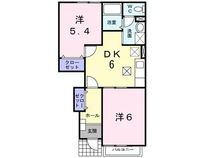 イストワールI(2DK/1階)の間取り写真