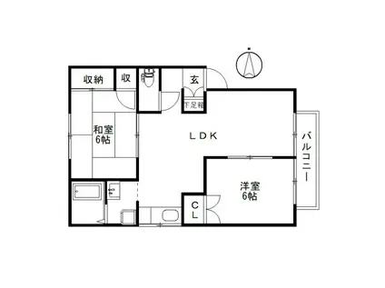 セルカ・デル・リオB(2LDK/2階)の間取り写真