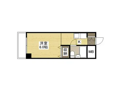 JR山陽本線 東福山駅 徒歩4分 8階建 築34年(1K/3階)の間取り写真