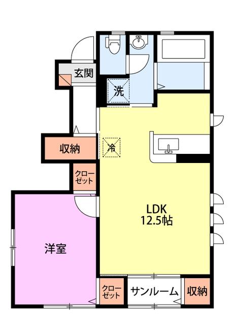 ウエストリバーハウス(1LDK/1階)の間取り写真