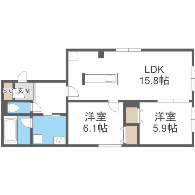 LU PIONIA ル ピオニア(2LDK/2階)の間取り写真