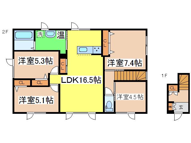 文苑3 55 13テラスハウス(3LDK/1階)の間取り写真