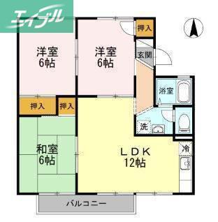 エトワール津島 A棟(3LDK/1階)の間取り写真
