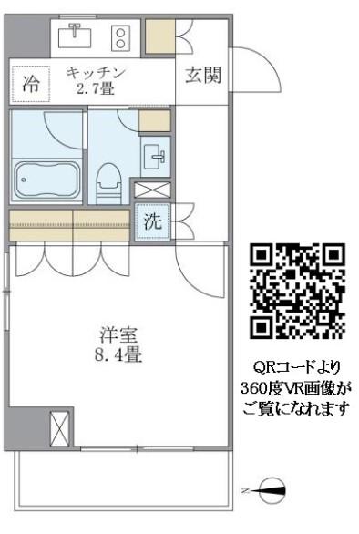 BRILLIA IST 白金高輪(1K/8階)の間取り写真