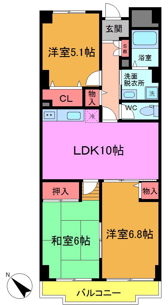 グラースマロニエ(3LDK/5階)の間取り写真