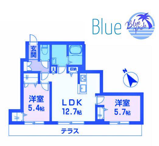 カーサ藤が谷(2LDK/1階)の間取り写真