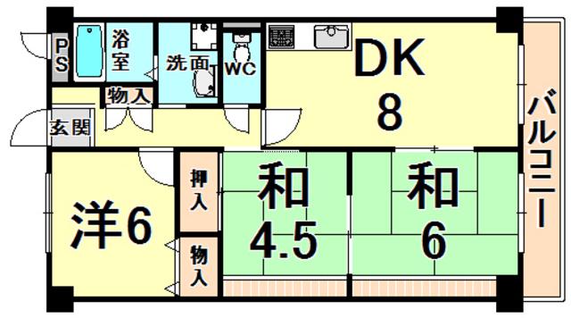 クローバーハイツ西台(3DK/4階)の間取り写真