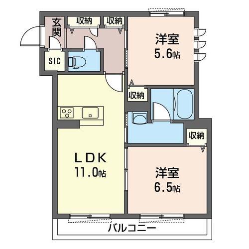 アルシオネVI(2LDK/2階)の間取り写真