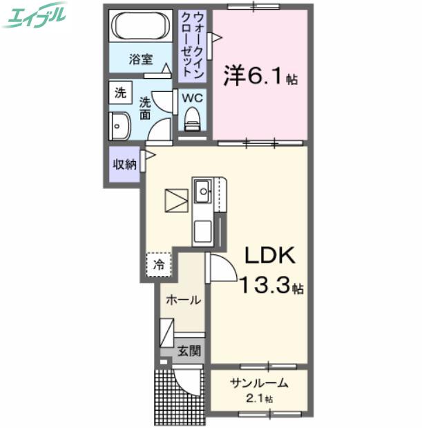 エスポワール昴A(1LDK/1階)の間取り写真