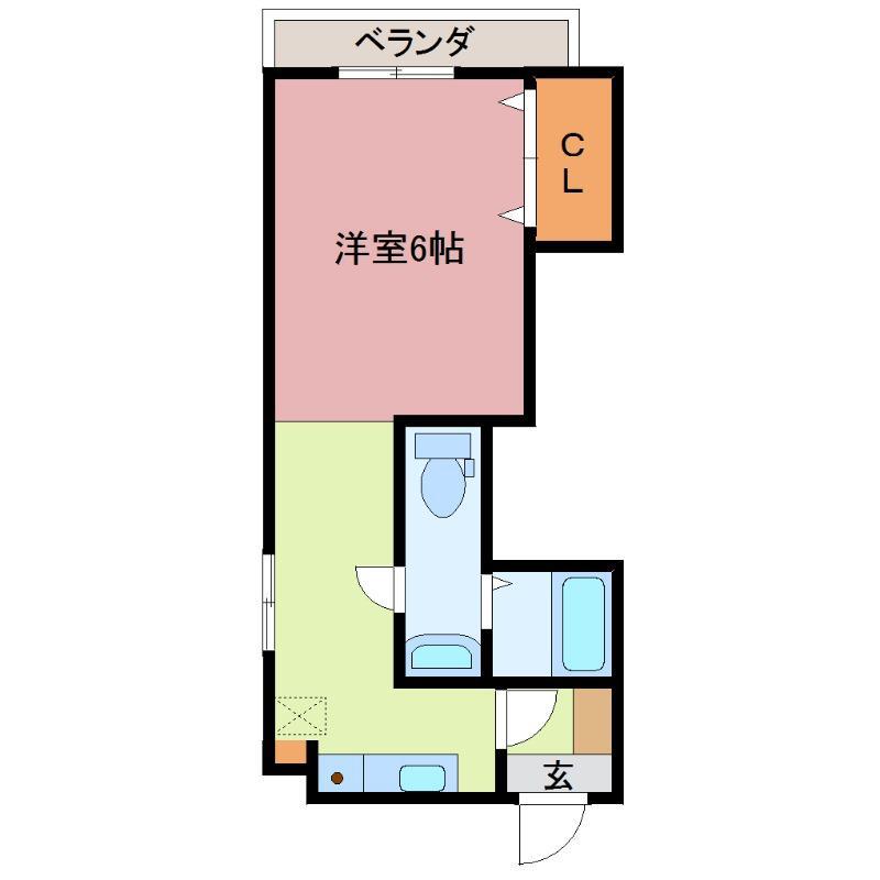 プエンテスール(1DK/6階)の間取り写真