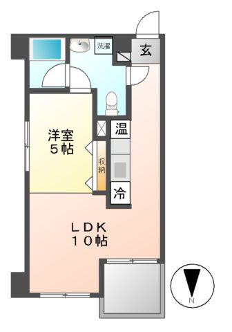 クロサスレジデンス徳川園(1LDK/5階)の間取り写真
