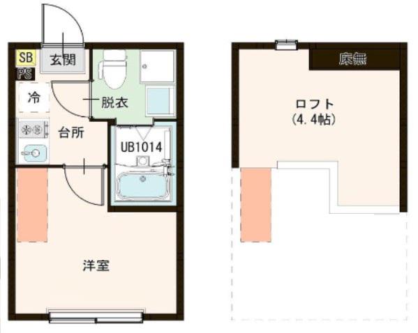 フェリシテ東小岩(1K/2階)の間取り写真