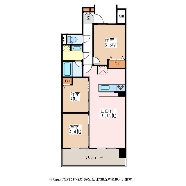 レーベン松本アルタス(3LDK/13階)の間取り写真