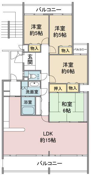 ヴァンヴェール平和ヶ丘(4LDK/3階)の間取り写真