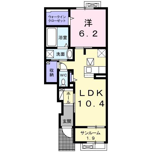 MAISON・FELIZI(1LDK/1階)の間取り写真