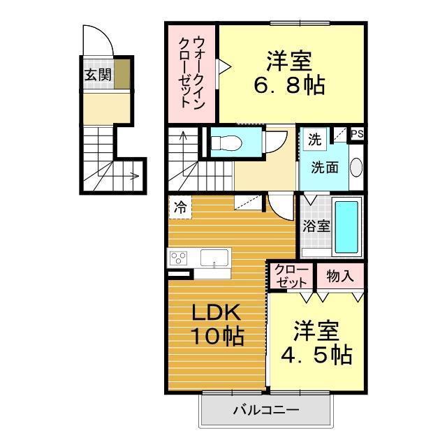 グリーンパーク市原A棟(2LDK/2階)の間取り写真