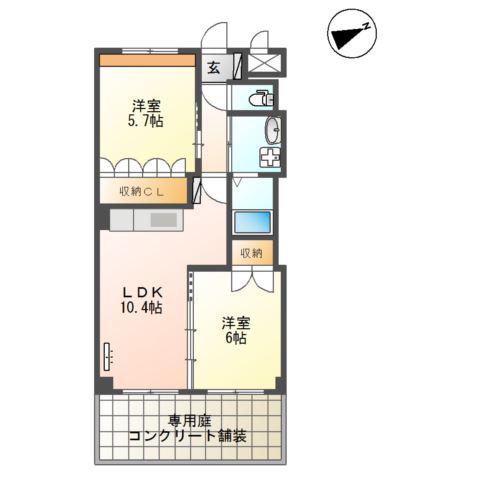 SLOWHAND壱番館(2LDK/1階)の間取り写真