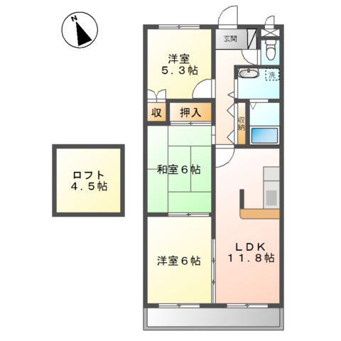 グリーンハイツ大塩II(3LDK/2階)の間取り写真