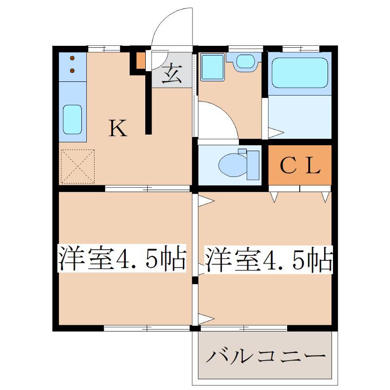 ソレイユ(2K/1階)の間取り写真