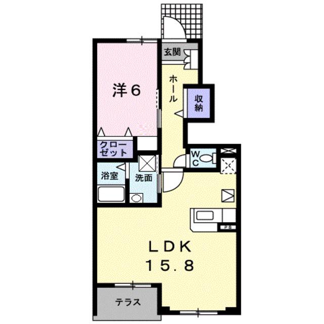 メリー・プラッツ I(1LDK/1階)の間取り写真