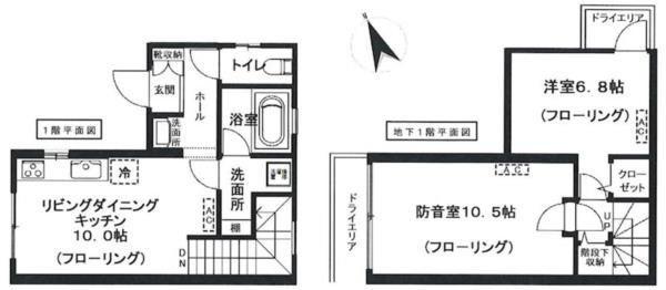 エヌスクエア(2LDK/1階)の間取り写真