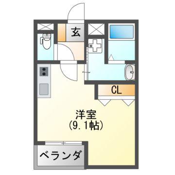 ステラウッド春日丘(ワンルーム/3階)の間取り写真