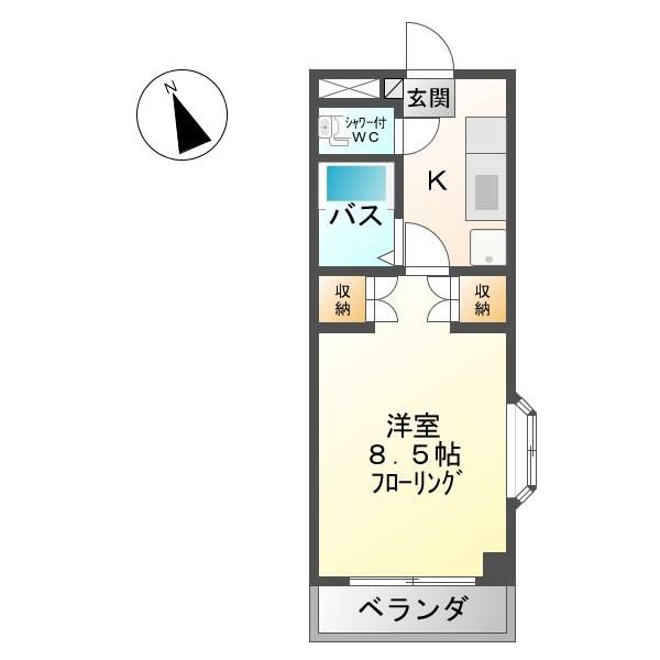 サンシャトー国分(1K/1階)の間取り写真