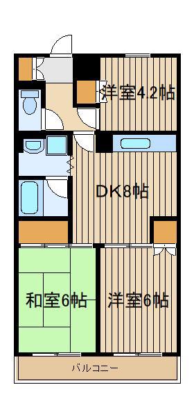 フラッツフォーレスト(3DK/2階)の間取り写真