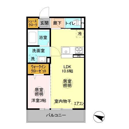 ヴィラ245(1LDK/2階)の間取り写真