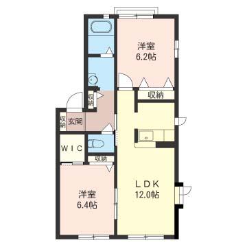 リヴェール(2LDK/1階)の間取り写真