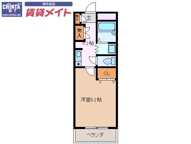 サンハイム駒田(1K/2階)の間取り写真