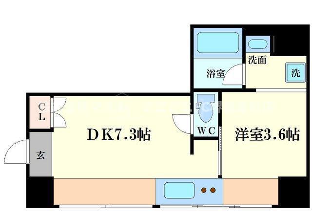 北浜コンソール(1DK/10階)の間取り写真