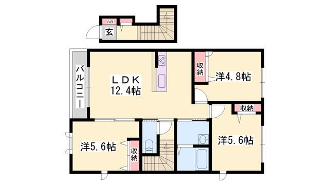 カーサ・トレス(3LDK/2階)の間取り写真