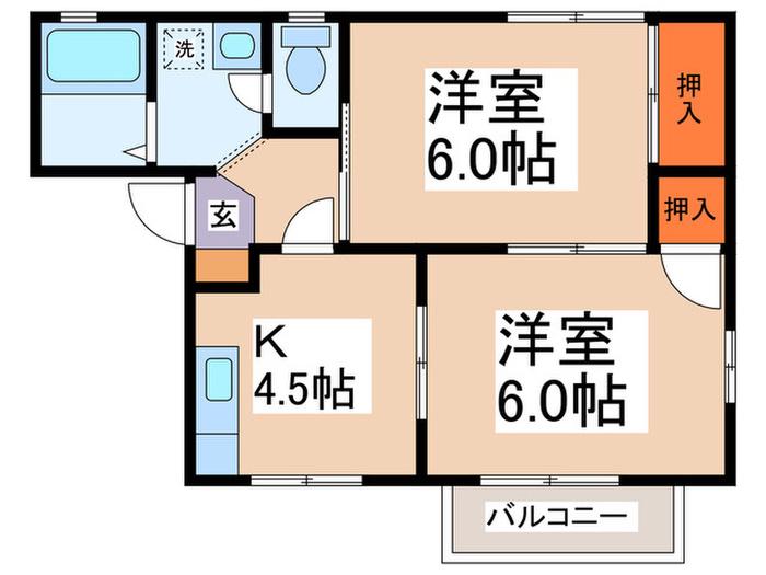 フォレストヒルA棟(2K/2階)の間取り写真